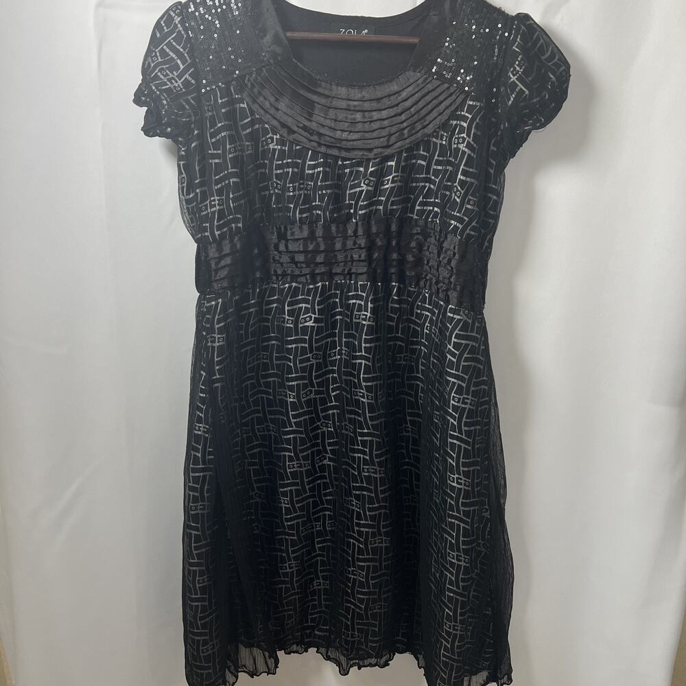 Zola Women’s Dress Size Medium with Sheer overlap Sequins on Collar Grunge Emo